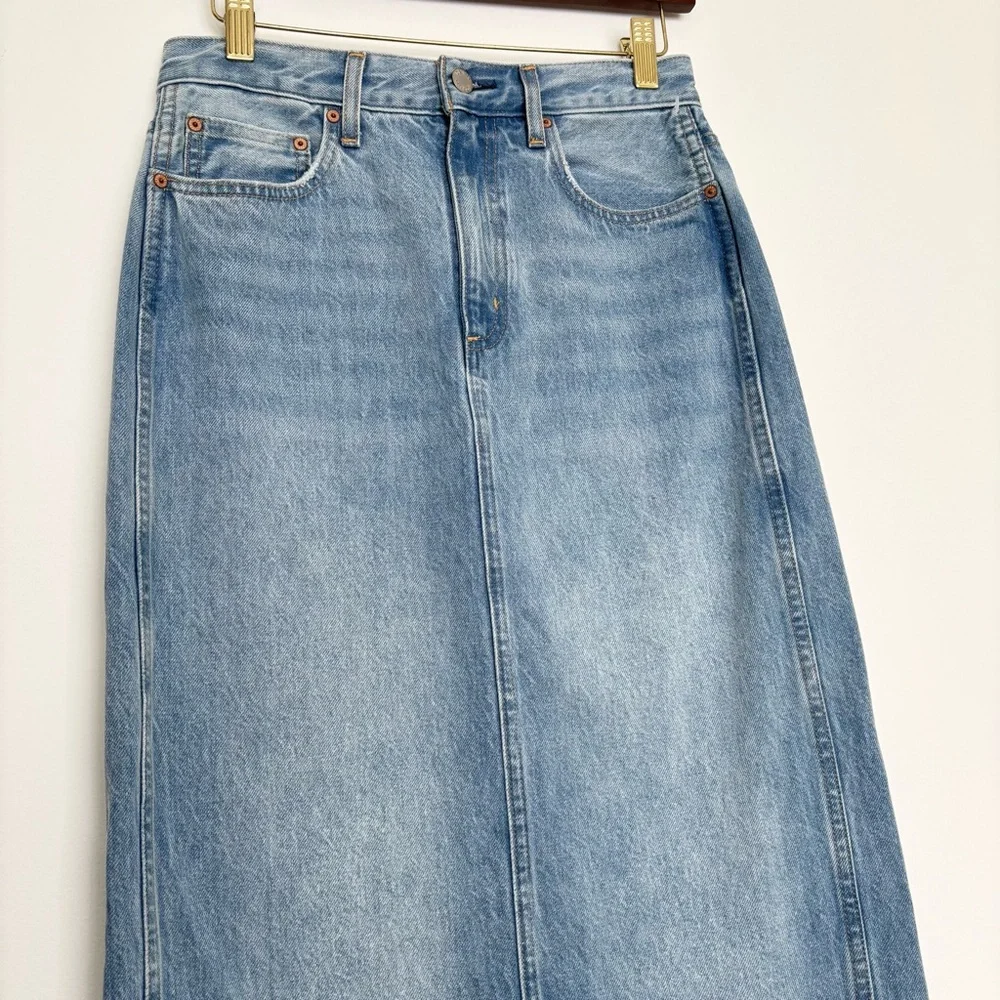 Aritzia Denim Forum The ’90s Pencil Maxi Denim Skirt 7 Yrs Bleu Taboo Size 25